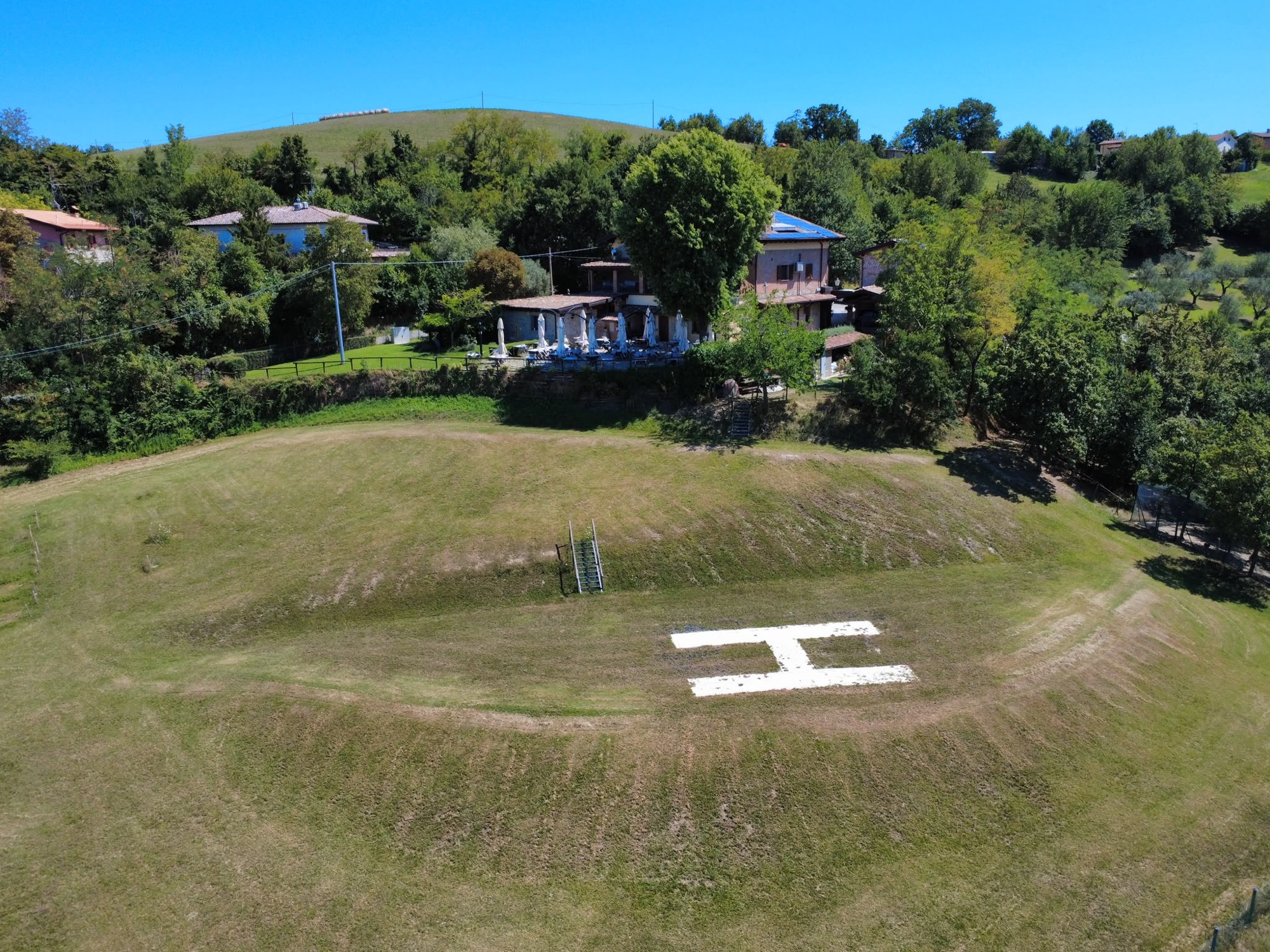 Private helicopter landing area in the Maranello countryside